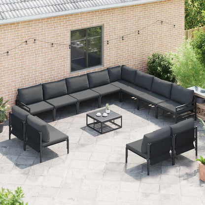 Set Divano da Giardino con cuscino 12 pcs Nero Acciaio | homemem39