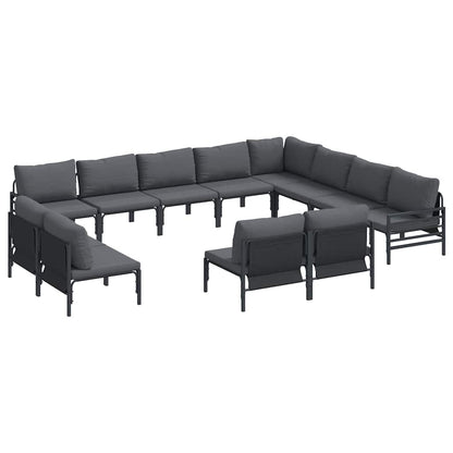 Set Divano da Giardino con cuscino 12 pcs Nero Acciaio | homemem39