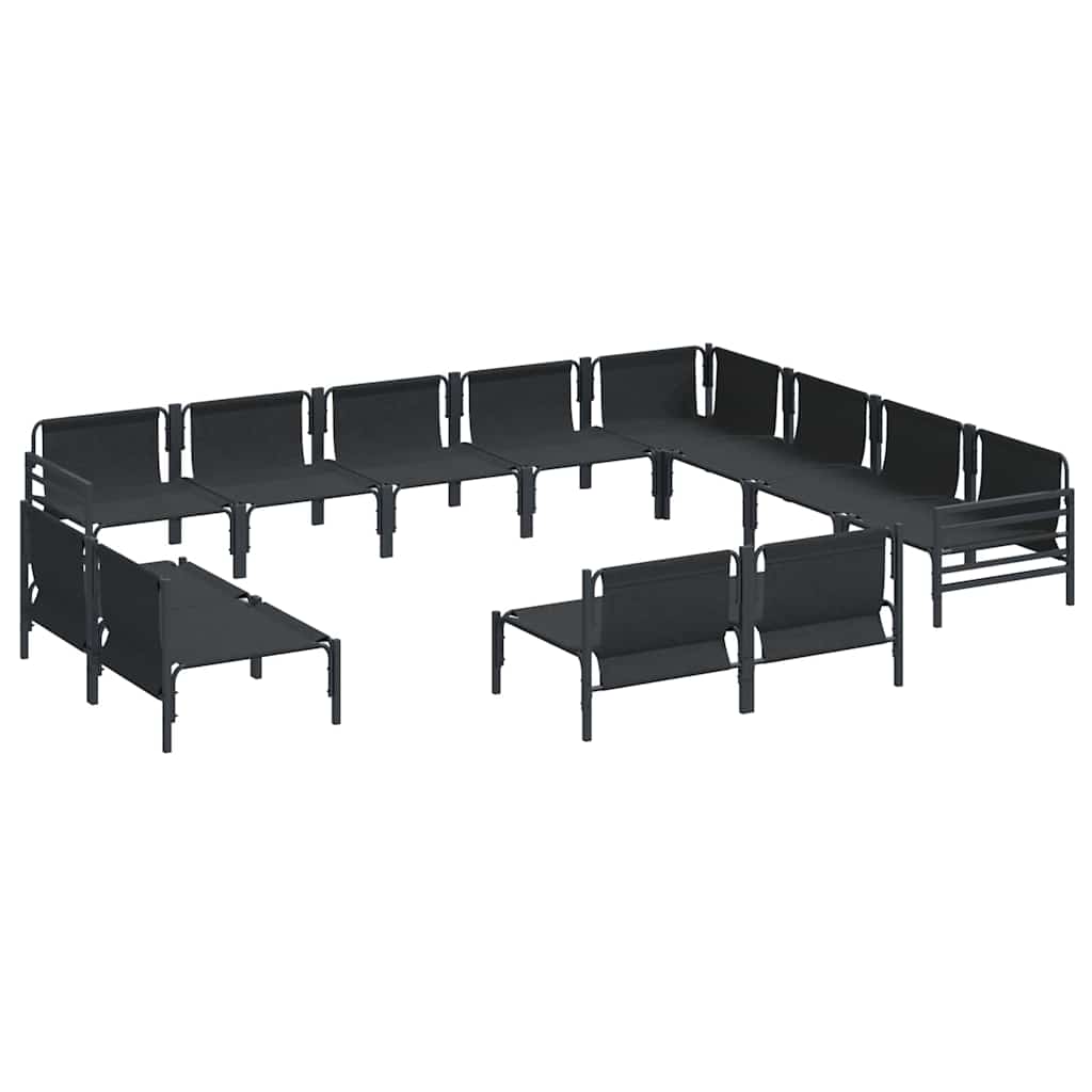 Set Divano da Giardino con cuscino 12 pcs Nero Acciaio | homemem39
