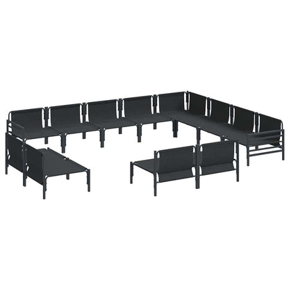 Set Divano da Giardino con cuscino 12 pcs Nero Acciaio | homemem39