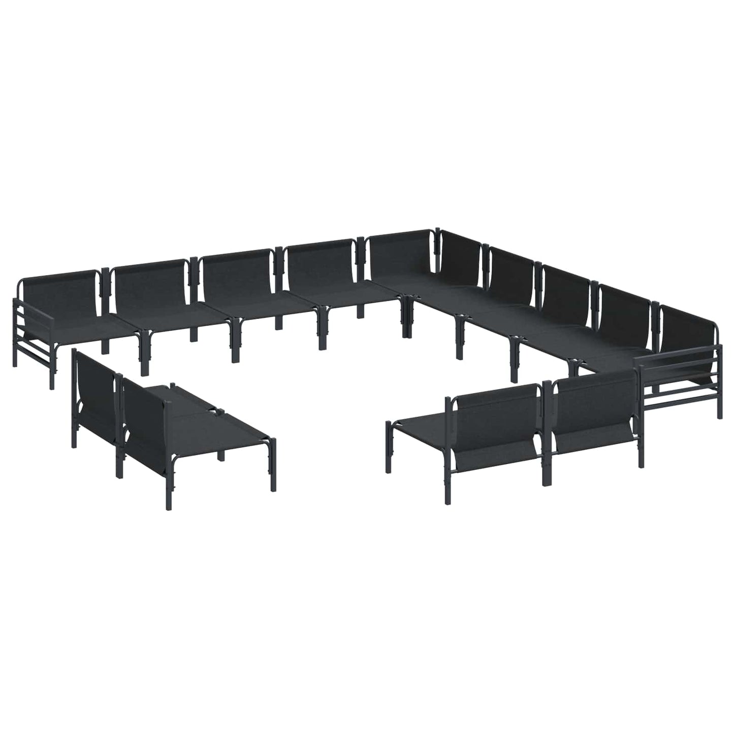 Set Divano da Giardino con cuscino 13 pcs Nero Acciaio | homemem39