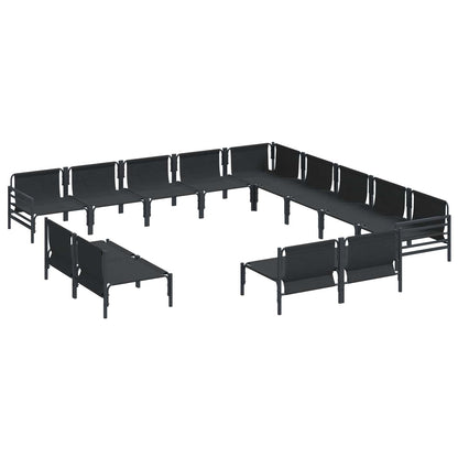 Set Divano da Giardino con cuscino 13 pcs Nero Acciaio | homemem39