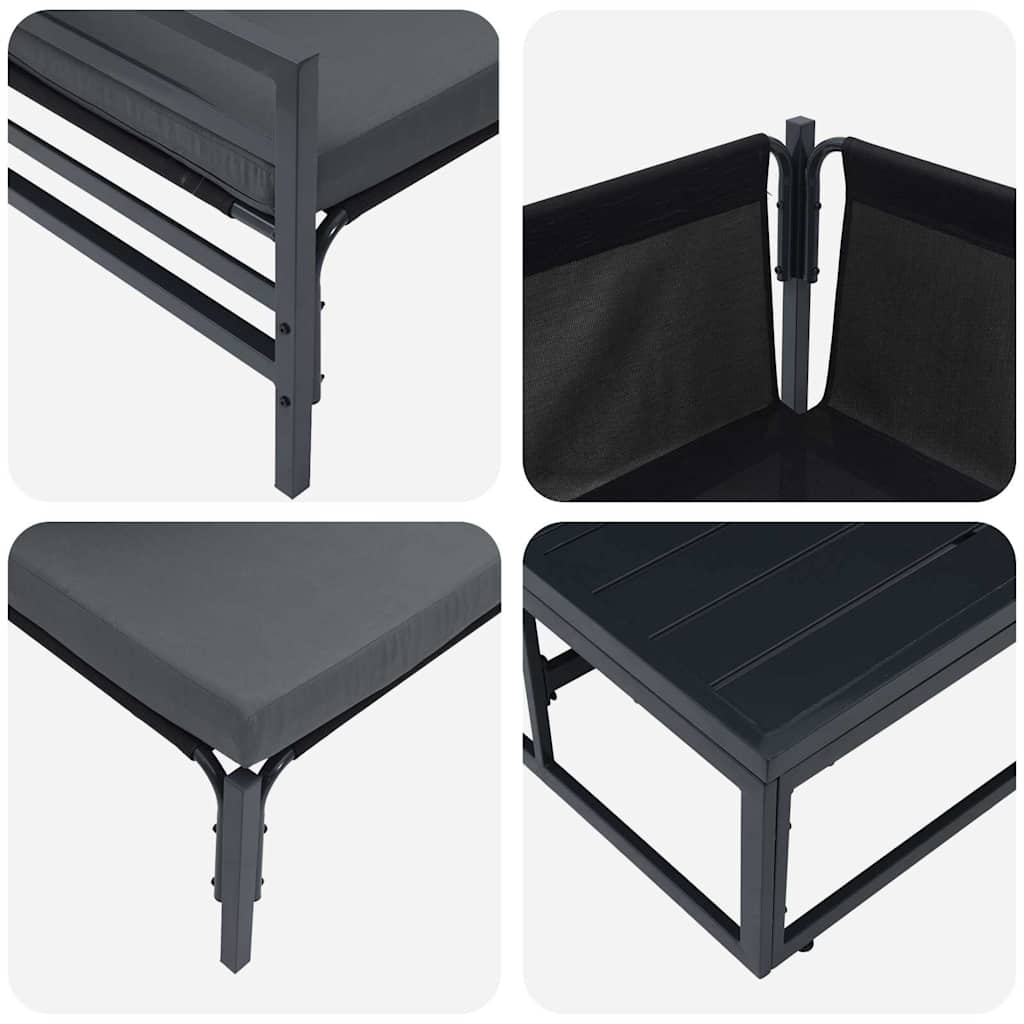 Set Divano da Giardino con cuscino 14 pcs Nero Acciaio | homemem39