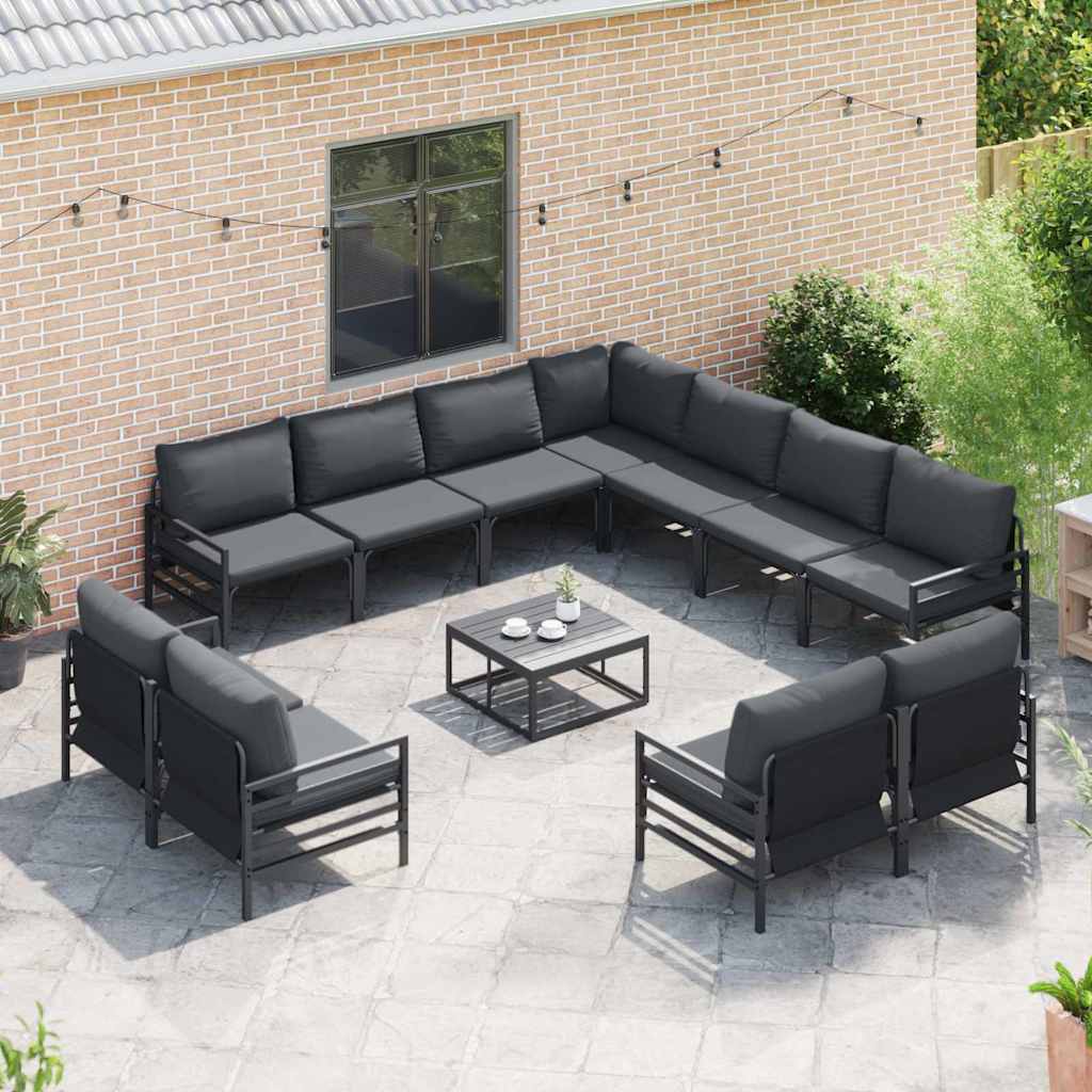 Set Divano da Giardino con cuscino 11 pcs Nero Acciaio | homemem39