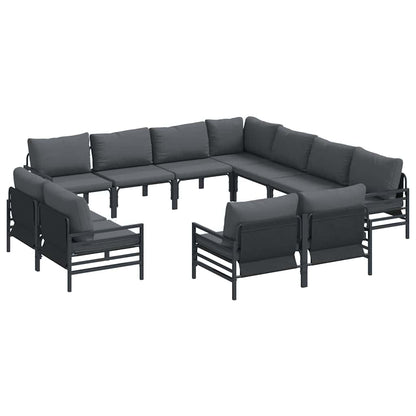 Set Divano da Giardino con cuscino 11 pcs Nero Acciaio | homemem39