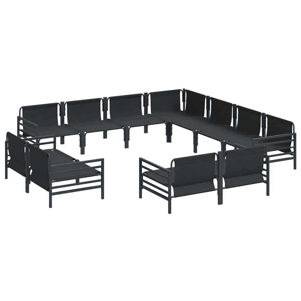 Set Divano da Giardino con cuscino 11 pcs Nero Acciaio | homemem39