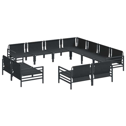 Set Divano da Giardino con cuscino 11 pcs Nero Acciaio | homemem39