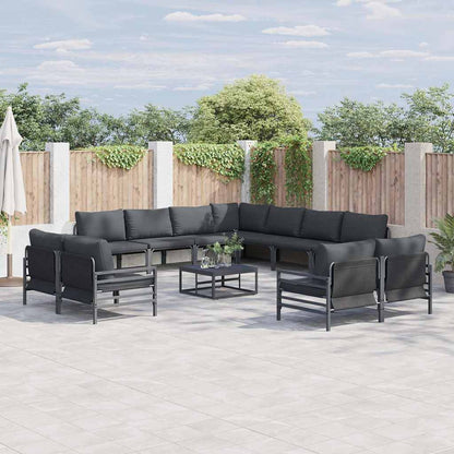 Set Divano da Giardino con cuscino 12 pcs Nero Acciaio | homemem39