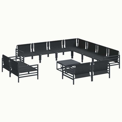 Set Divano da Giardino con cuscino 12 pcs Nero Acciaio | homemem39