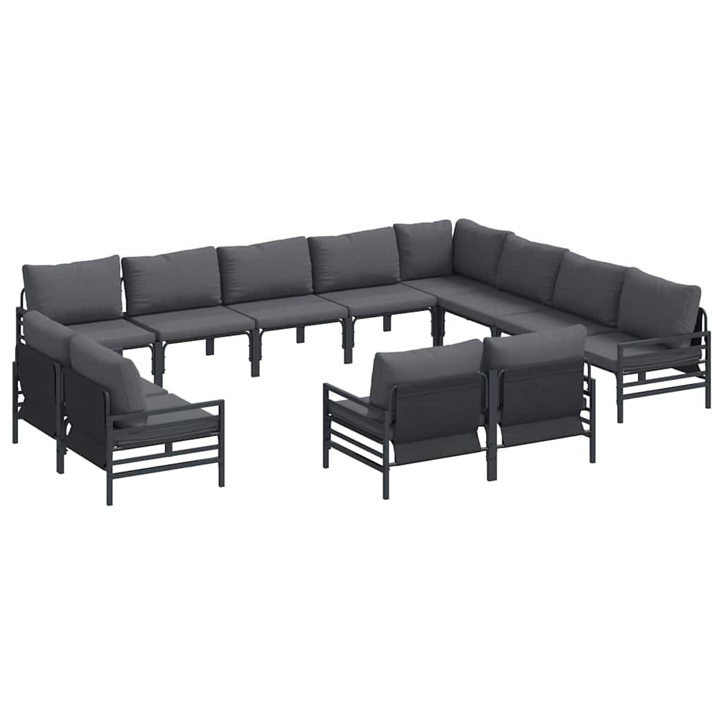 Set Divano da Giardino con cuscino 12 pcs Nero Acciaio | homemem39