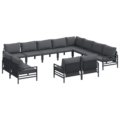 Set Divano da Giardino con cuscino 12 pcs Nero Acciaio | homemem39