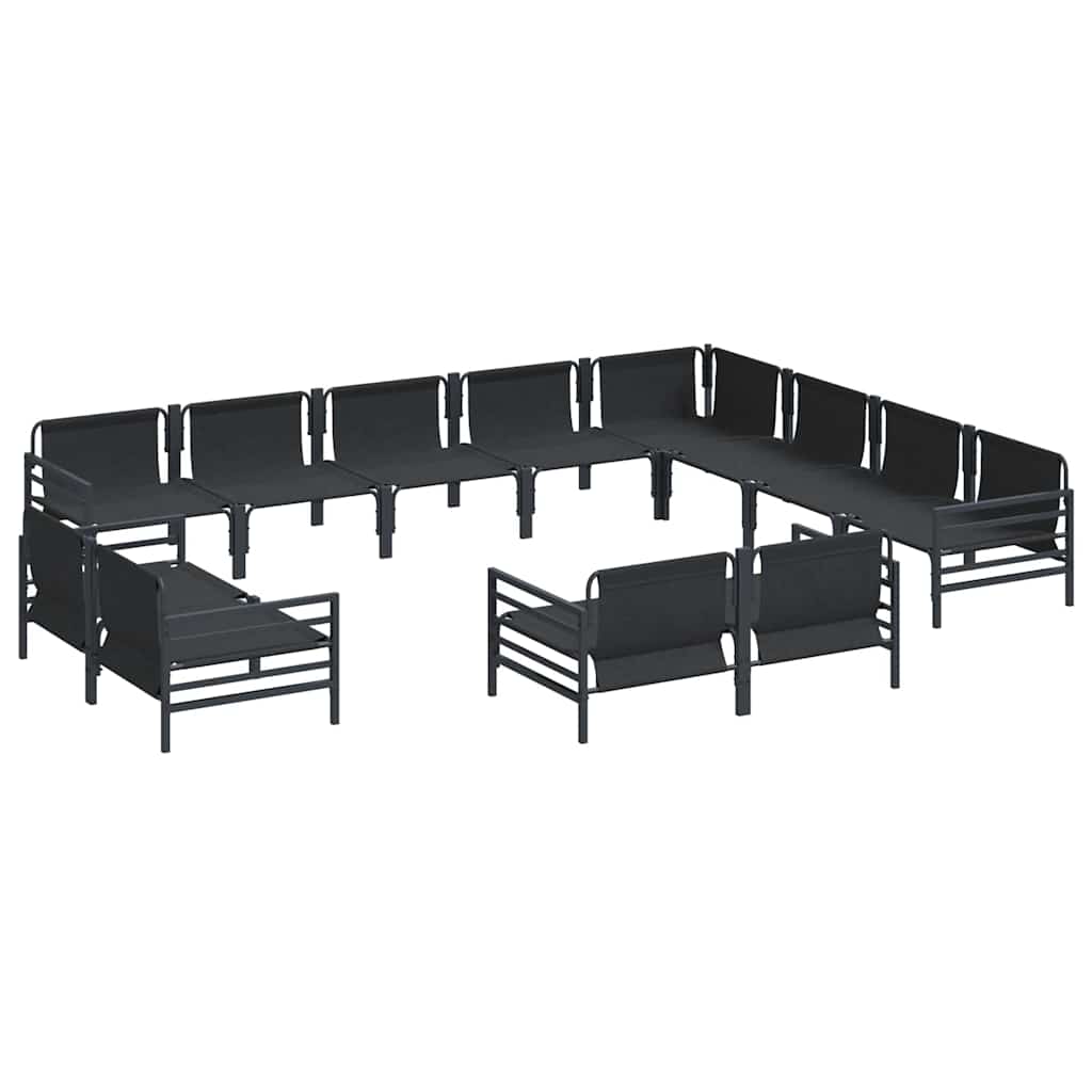 Set Divano da Giardino con cuscino 12 pcs Nero Acciaio | homemem39