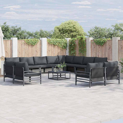 Set Divano da Giardino con cuscino 13 pcs Nero Acciaio | homemem39