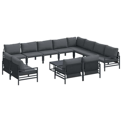 Set Divano da Giardino con cuscino 13 pcs Nero Acciaio | homemem39