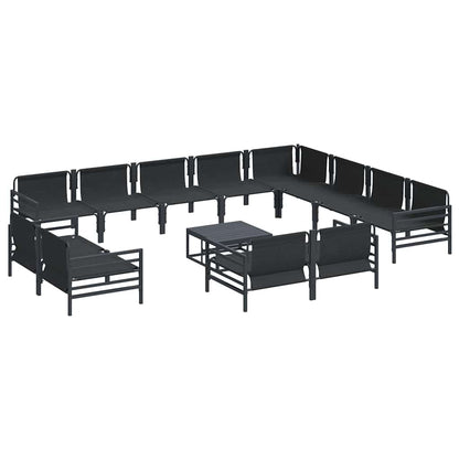 Set Divano da Giardino con cuscino 13 pcs Nero Acciaio | homemem39