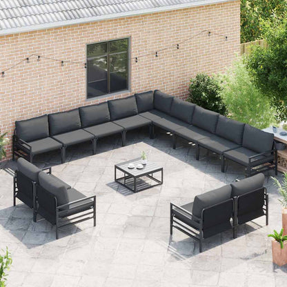 Set Divano da Giardino con cuscino 13 pcs Nero Acciaio | homemem39