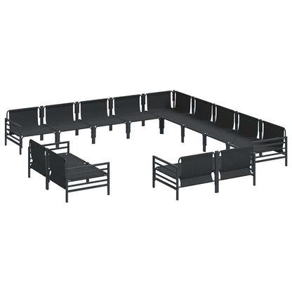 Set Divano da Giardino con cuscino 13 pcs Nero Acciaio | homemem39