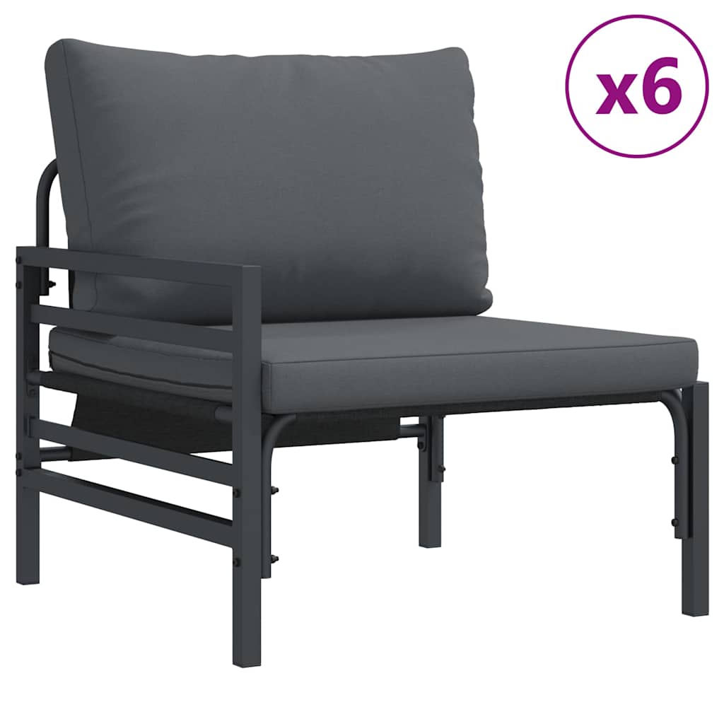 Set Divano da Giardino con cuscino 13 pcs Nero Acciaio | homemem39