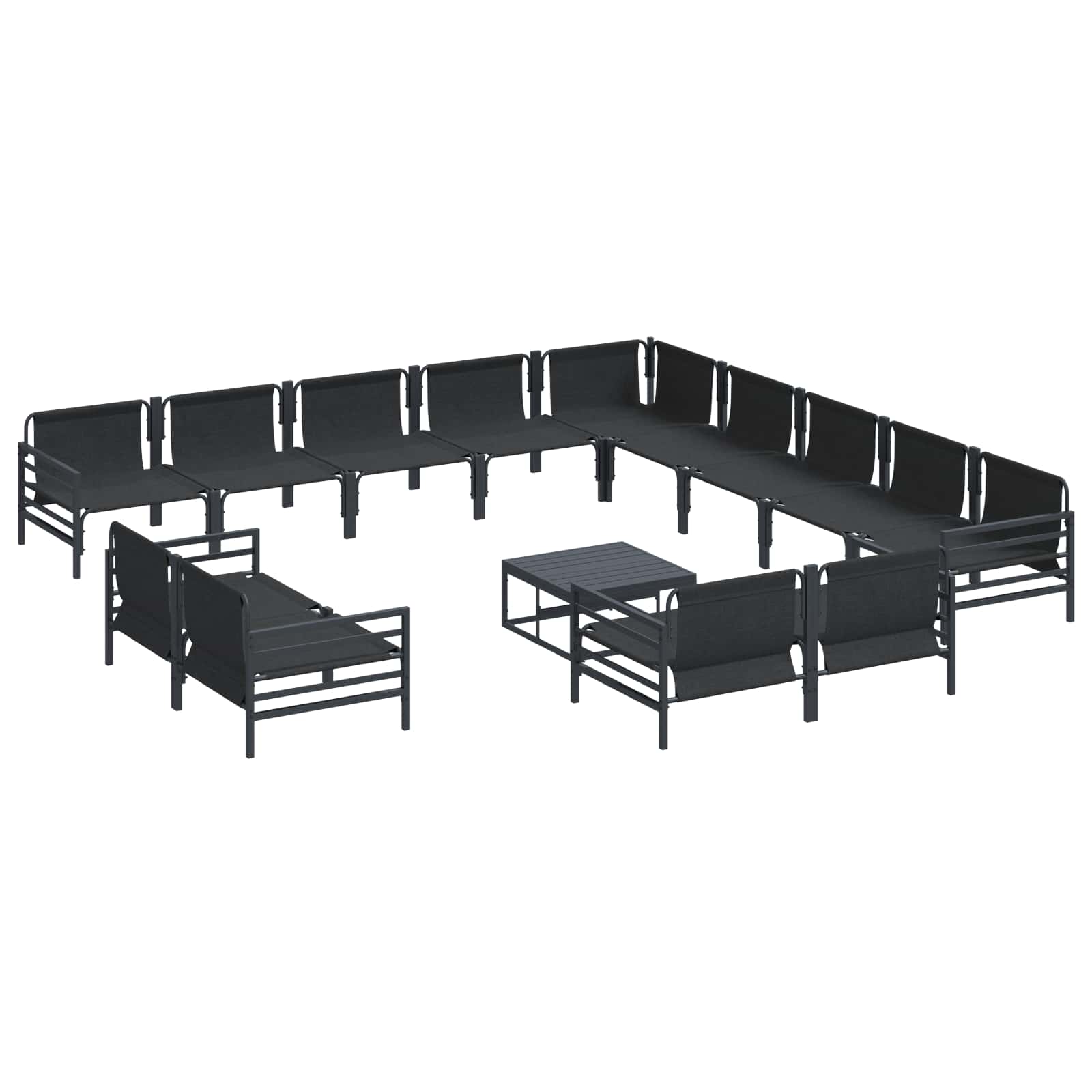 Set Divano da Giardino con cuscino 14 pcs Nero Acciaio | homemem39