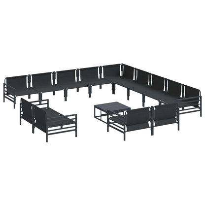 Set Divano da Giardino con cuscino 14 pcs Nero Acciaio | homemem39