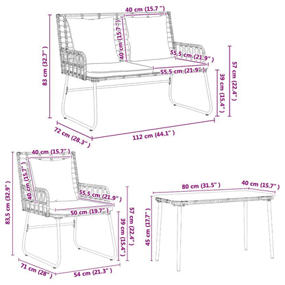 Set di Mobili da Giardino con cuscino 4 pcs Nero e antracite - homemem39