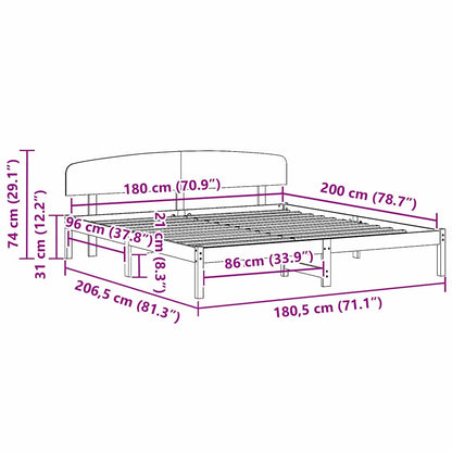 Struttura del letto Bianco 180 x 200 cm Pino massello