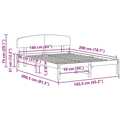 Struttura del letto Naturale 160 x 200 cm Pino massello