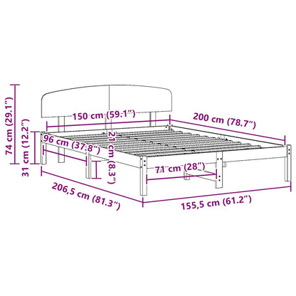 Struttura del letto Bianco 150 x 200 cm Pino massello
