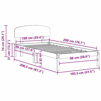 Struttura del letto Naturale 100 x 200 cm Pino massello