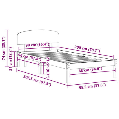 Struttura del letto Bianco 90 x 200 cm Pino massello | homemem39