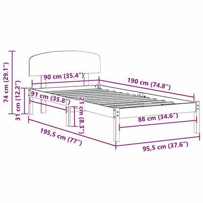 Struttura del letto Marrone cerato 90 x 190 cm Pino massello | homemem39