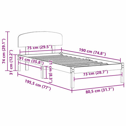 Struttura del letto Bianco 75 x 190 cm Pino massello