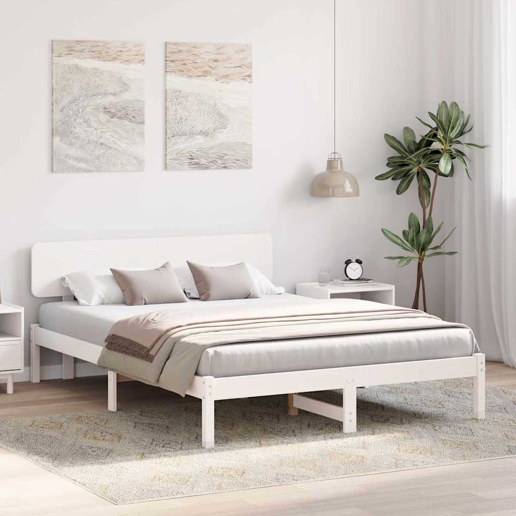 Struttura del letto Bianco 200 x 200 cm Pino massello | homemem39