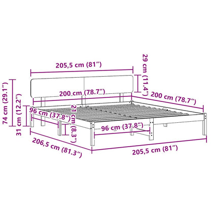 Struttura del letto Marrone cerato 200 x 200 cm Pino massello