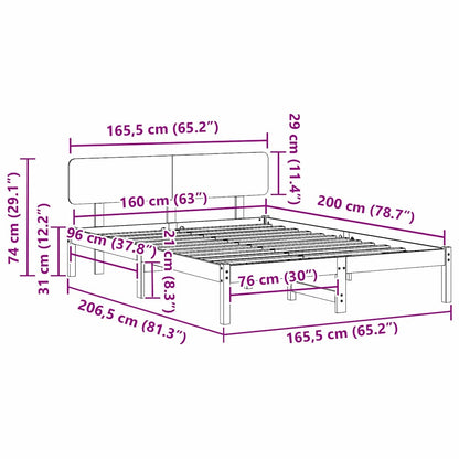 Struttura del letto Bianco 160 x 200 cm Pino massello