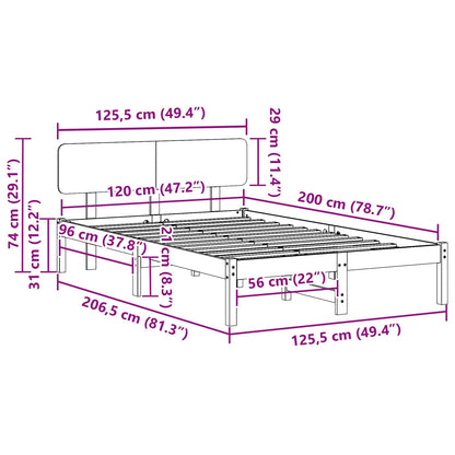 Struttura del letto Marrone cerato 120 x 200 cm Pino massello