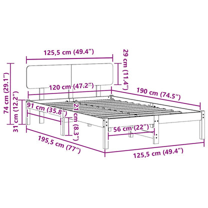 Struttura del letto Marrone cerato 120 x 190 cm Pino massello