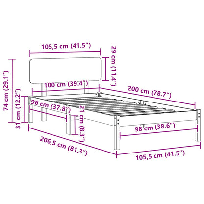 Struttura del letto Marrone cerato 100 x 200 cm Pino massello | homemem39