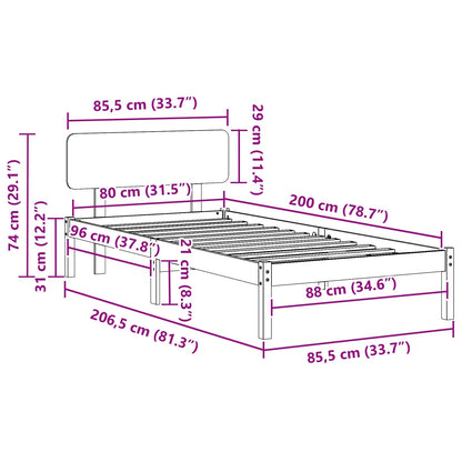 Struttura del letto Bianco 80 x 200 cm Pino massello