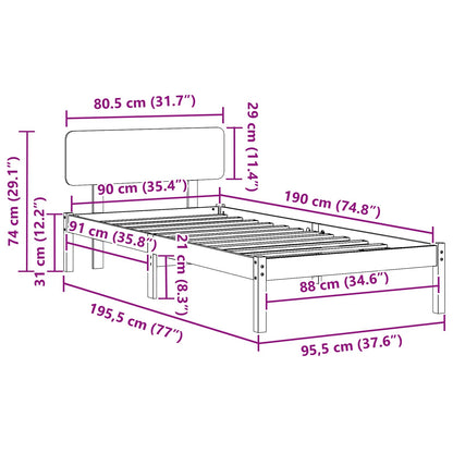 Struttura del letto Naturale 90 x 190 cm Pino massello