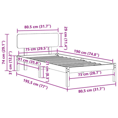 Struttura del letto Marrone cerato 75 x 190 cm Pino massello