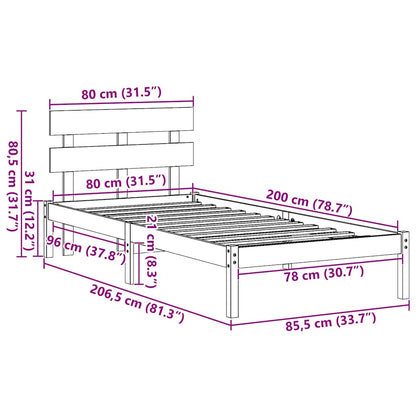 Struttura del letto Marrone 80 x 200 cm Legno massello di pino | homemem39
