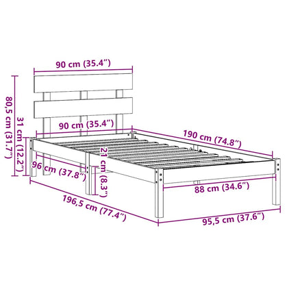 Struttura del letto Bianco 90 x 190 cm Legno massello di pino | homemem39