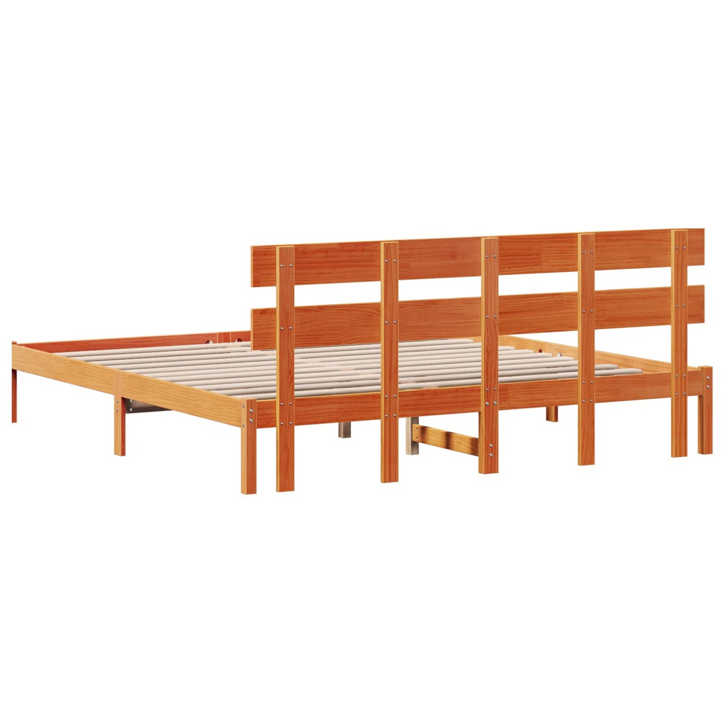 Struttura del letto Marrone 200 x 200 cm Legno massello di pino | homemem39