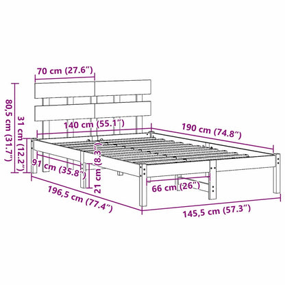 Struttura del letto Bianco 140 x 190 cm Legno massello di pino | homemem39
