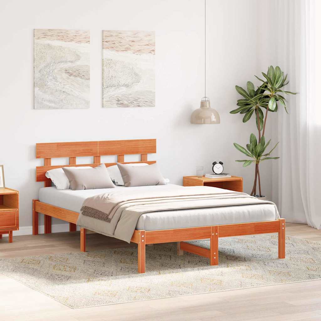 Struttura del letto Marrone 140 x 190 cm Legno massello di pino | homemem39