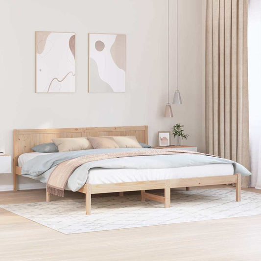 Struttura del letto Marrone 200 x 200 cm Legno massello di pino | homemem39