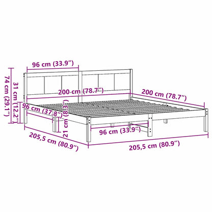 Struttura del letto Marrone 200 x 200 cm Legno massello di pino | homemem39