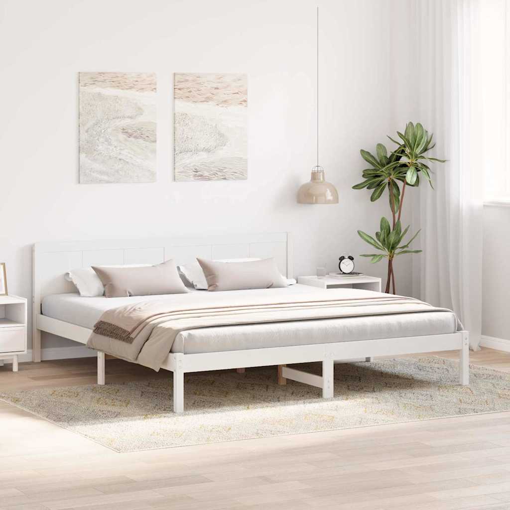 Struttura del letto Bianco 200 x 200 cm Legno massello di pino | homemem39