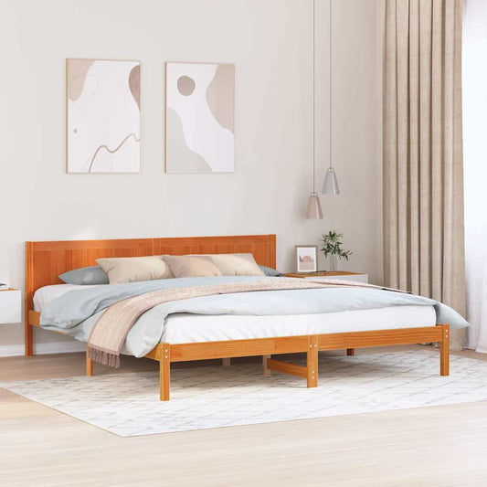 Struttura del letto Marrone 200 x 200 cm Legno massello di pino | homemem39